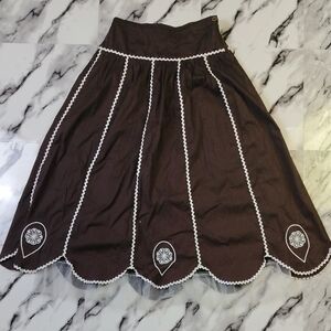 Unique Brown and‎ White Embellished Bubble Midi Skirt Crinolin